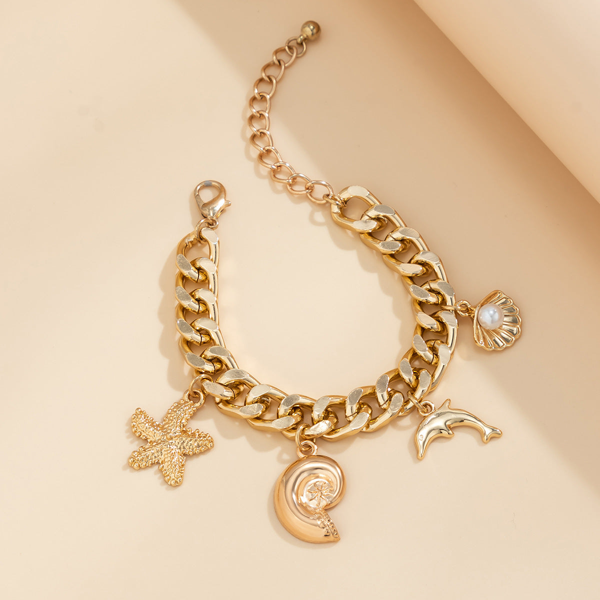 Starfish and shell charm choker close-up
