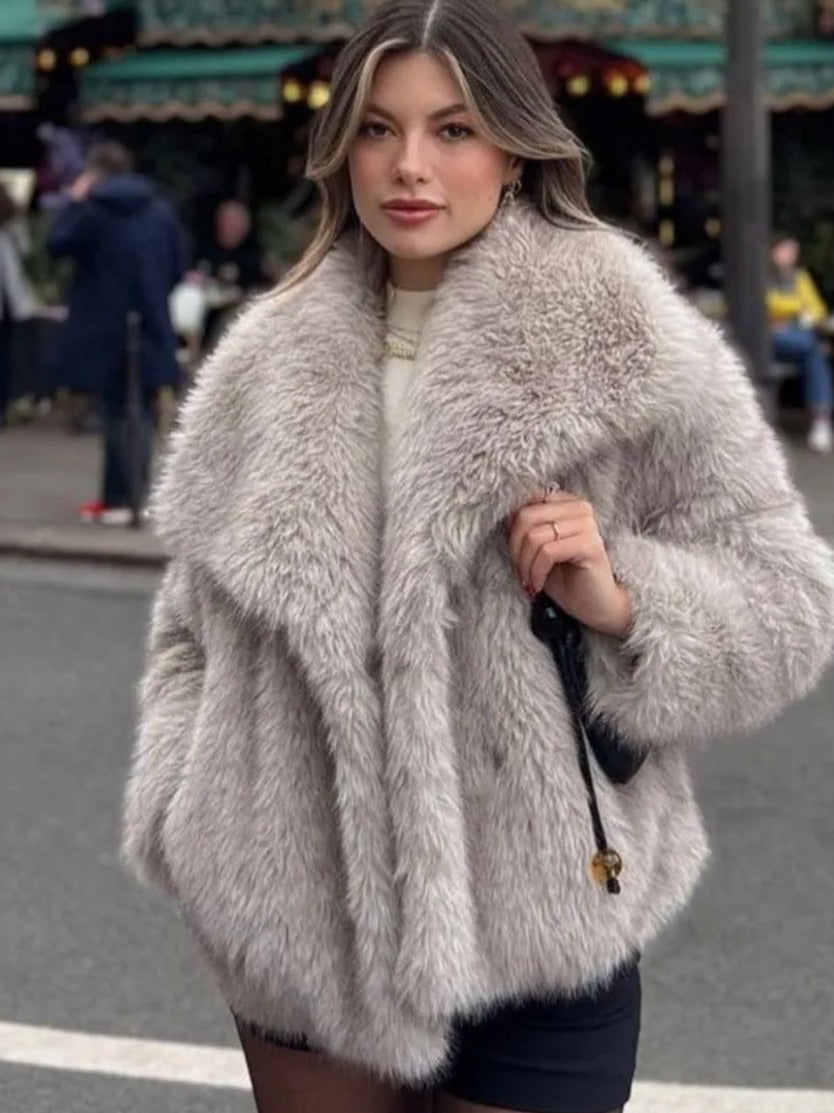 ZÉLVARÈ Women's Plush Lapel Winter Coat – product photo