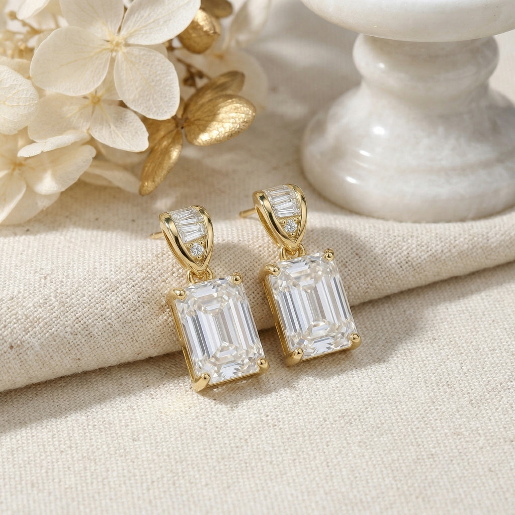 ZÉLVARÈ Emerald-Cut Crystal Drop Earrings