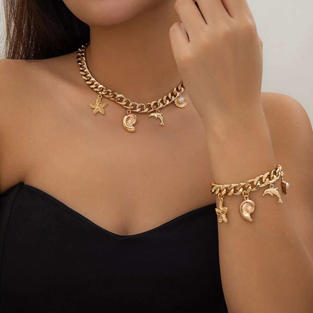 Boho tassel choker necklace worn on model