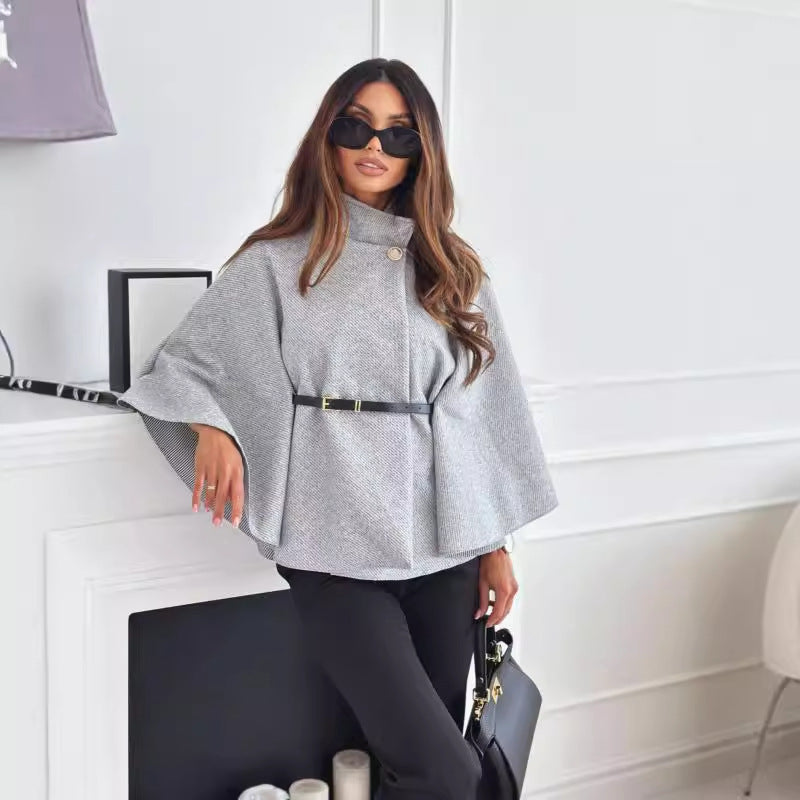 ZÉLVARÈ Sélène Belted Batwing Wool-Blend Cape Coat – product photo