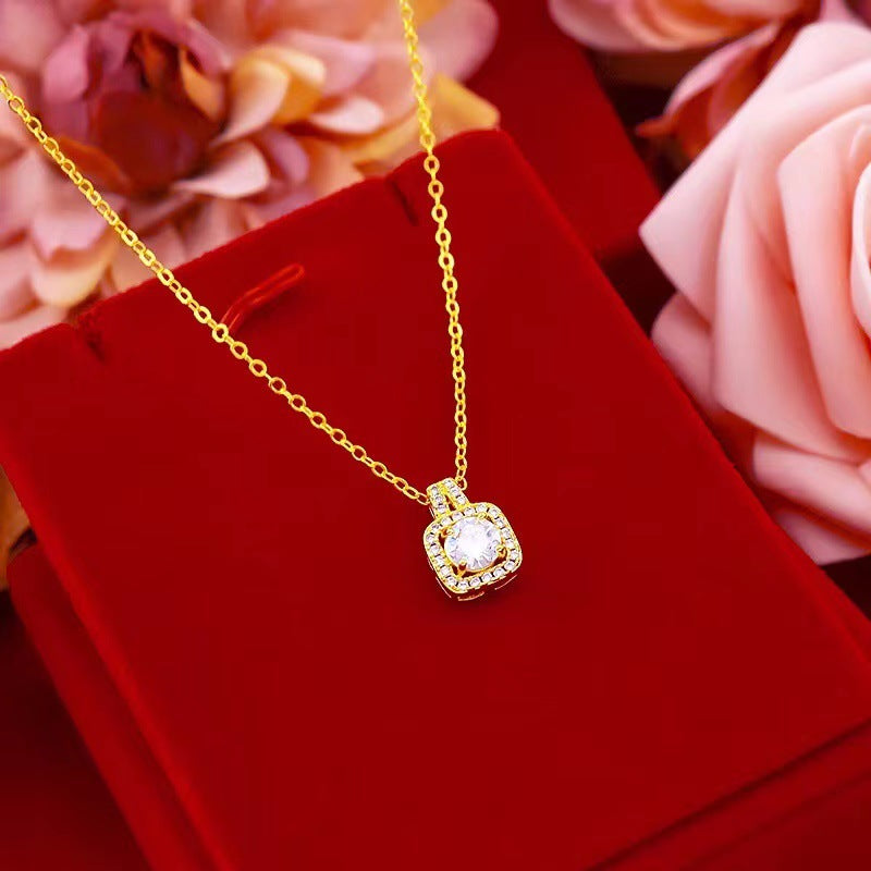 Gold-tone zircon choker necklace close-up