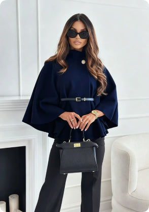 ZÉLVARÈ Sélène Belted Batwing Wool-Blend Cape Coat – product photo