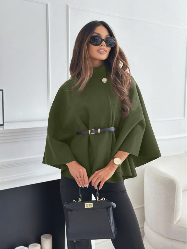 ZÉLVARÈ Sélène Belted Batwing Wool-Blend Cape Coat – product photo