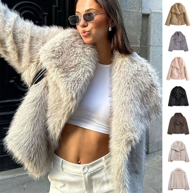 ZÉLVARÈ Women's Plush Lapel Winter Coat – product photo