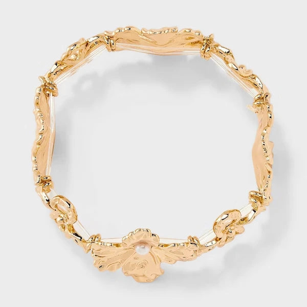 Stretch Flower Bracelet gold flower details