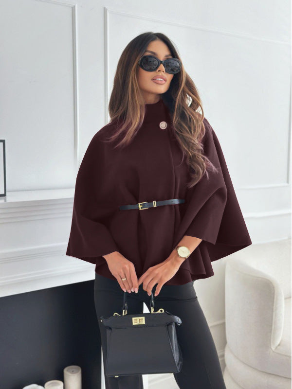 ZÉLVARÈ Sélène Belted Batwing Wool-Blend Cape Coat – product photo