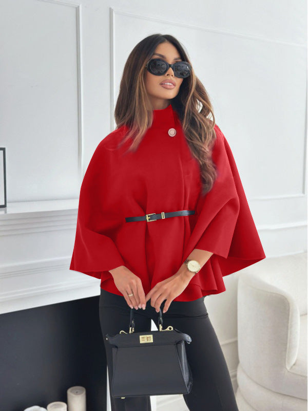 ZÉLVARÈ Sélène Belted Batwing Wool-Blend Cape Coat – product photo