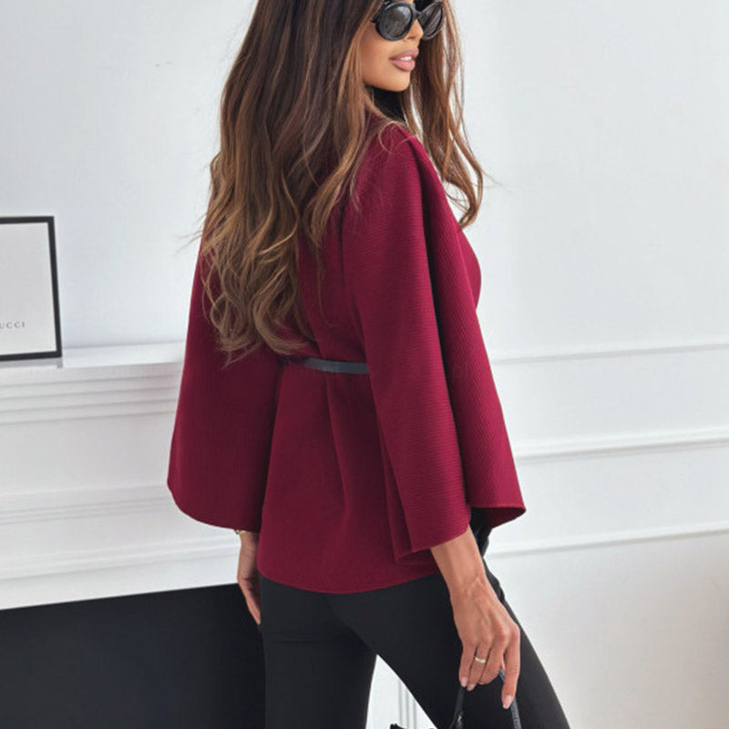 ZÉLVARÈ Sélène Belted Batwing Wool-Blend Cape Coat – product photo