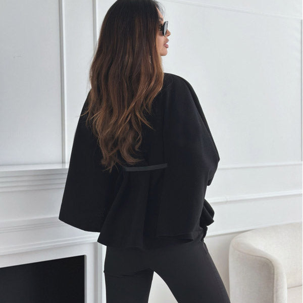 ZÉLVARÈ Sélène Belted Batwing Wool-Blend Cape Coat – product photo