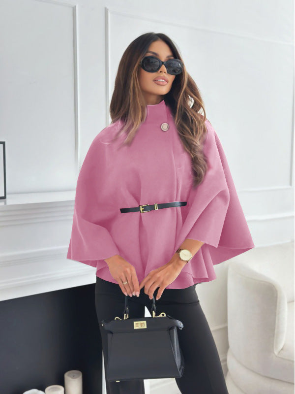 ZÉLVARÈ Sélène Belted Batwing Wool-Blend Cape Coat – product photo