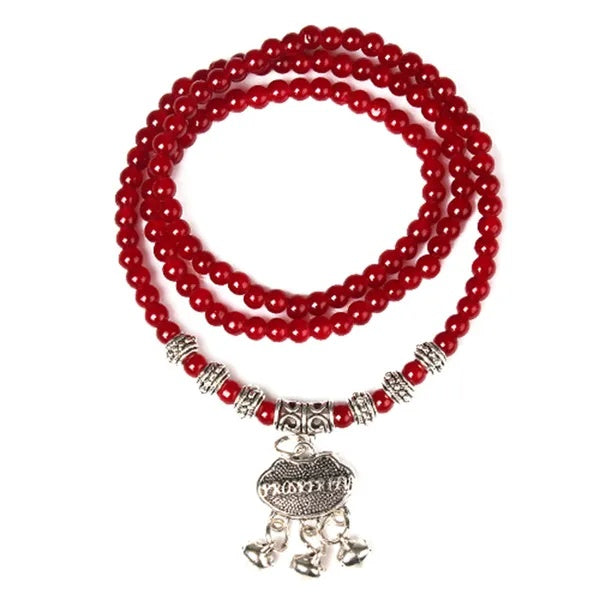 Red agate bracelet close up