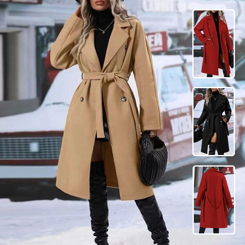ZÉLVARÈ Women's Double-Breasted Belted Trench Coat – product photo