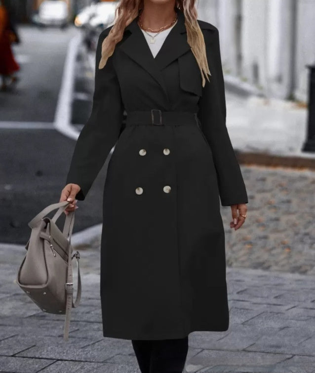 ZÉLVARÈ Women's Double-Breasted Belted Trench Coat – product photo