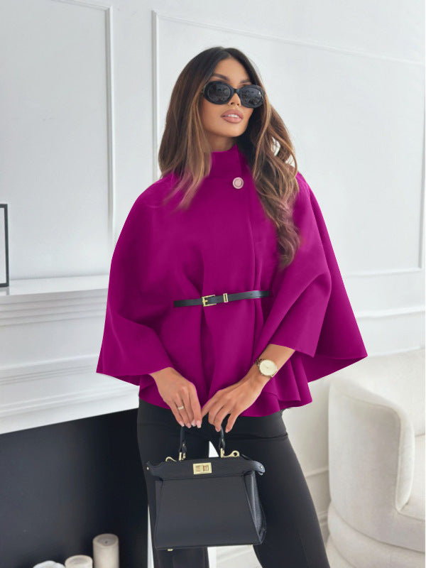 ZÉLVARÈ Sélène Belted Batwing Wool-Blend Cape Coat – product photo
