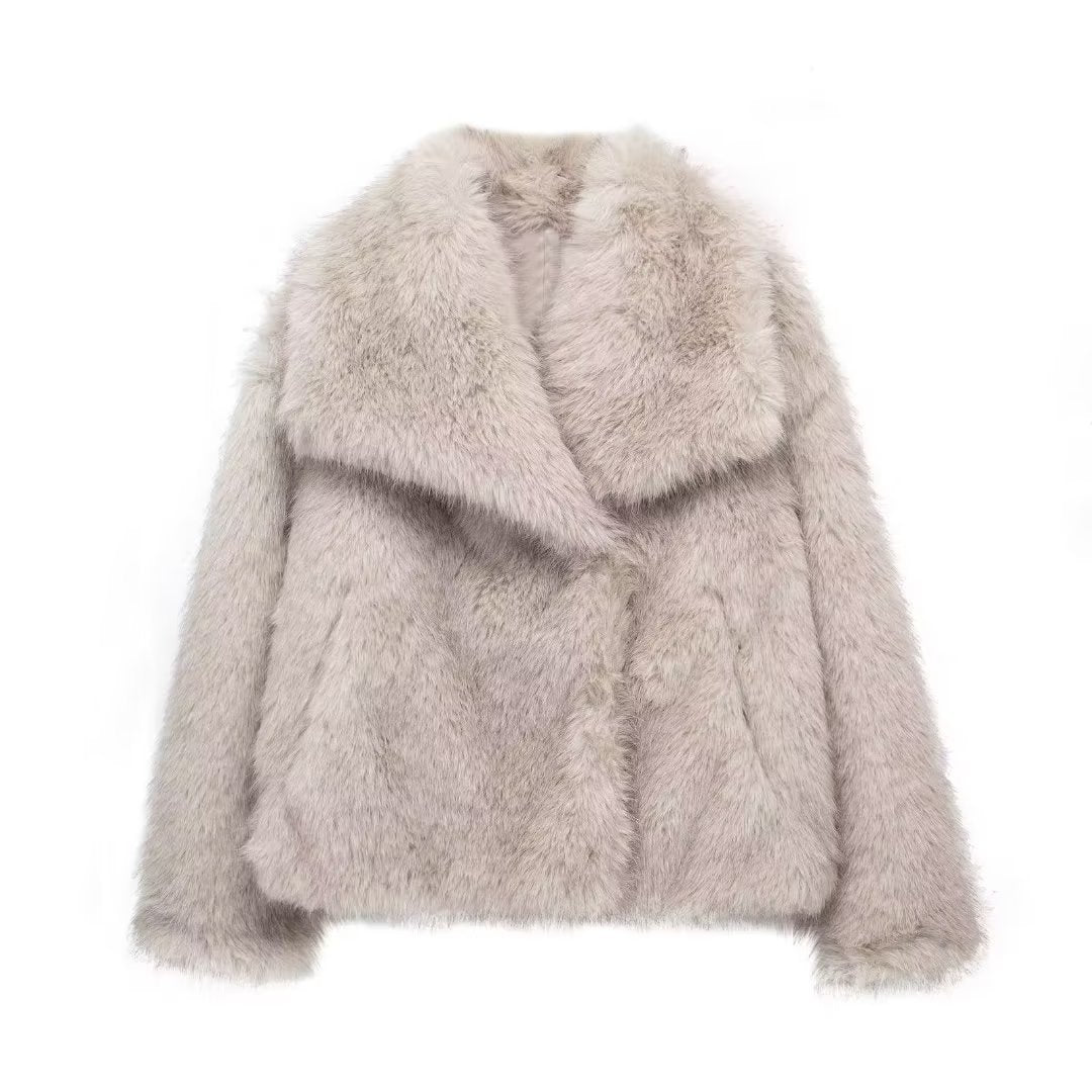 ZÉLVARÈ Women's Plush Lapel Winter Coat – product photo