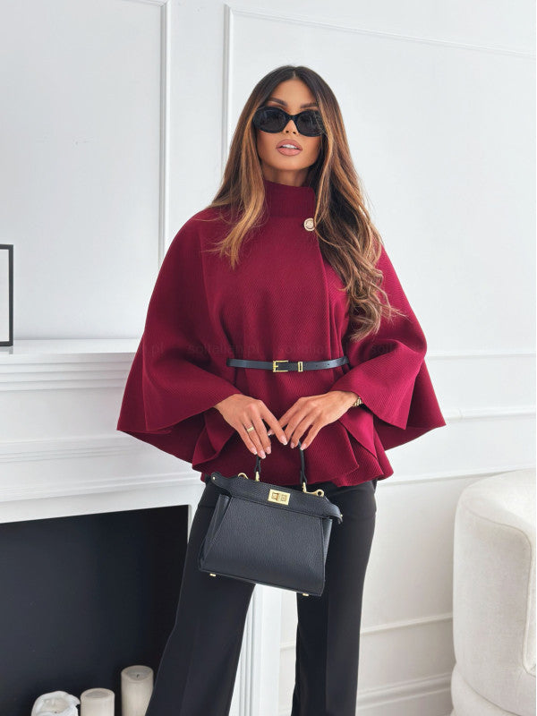 ZÉLVARÈ Sélène Belted Batwing Wool-Blend Cape Coat – product photo